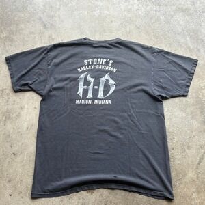 Vintage Stones Harley Davidson Marion‎ Indiana Pocket T Shirt Distressed
